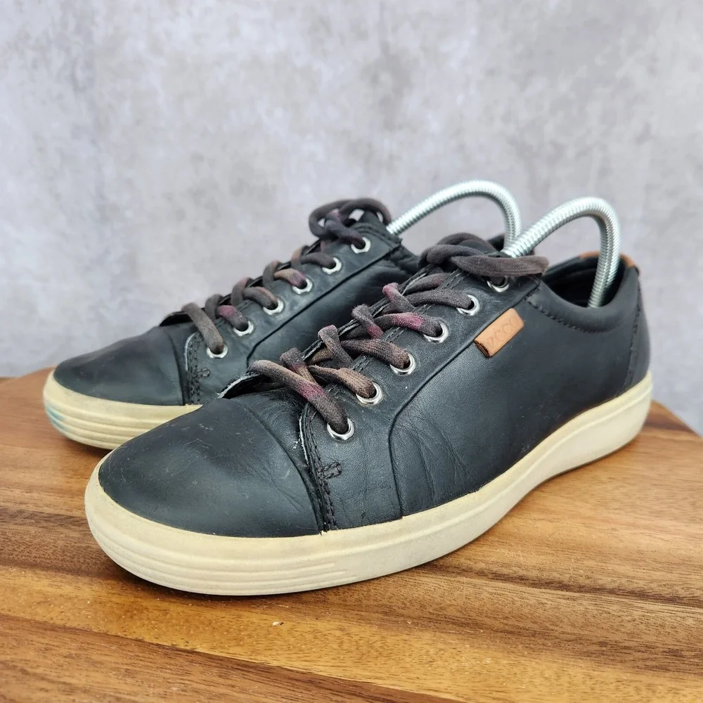 Ecco Soft 7 Sneakers Mens 7 /‎ 7.5 Eu 41 Black Leather Low Top Comfort Shoes